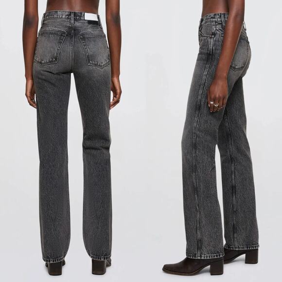 RE/DONE | NWT 90s High Rise Loose Jeans Smoke Black Wash Straight Leg 25 - Picture 3 of 16